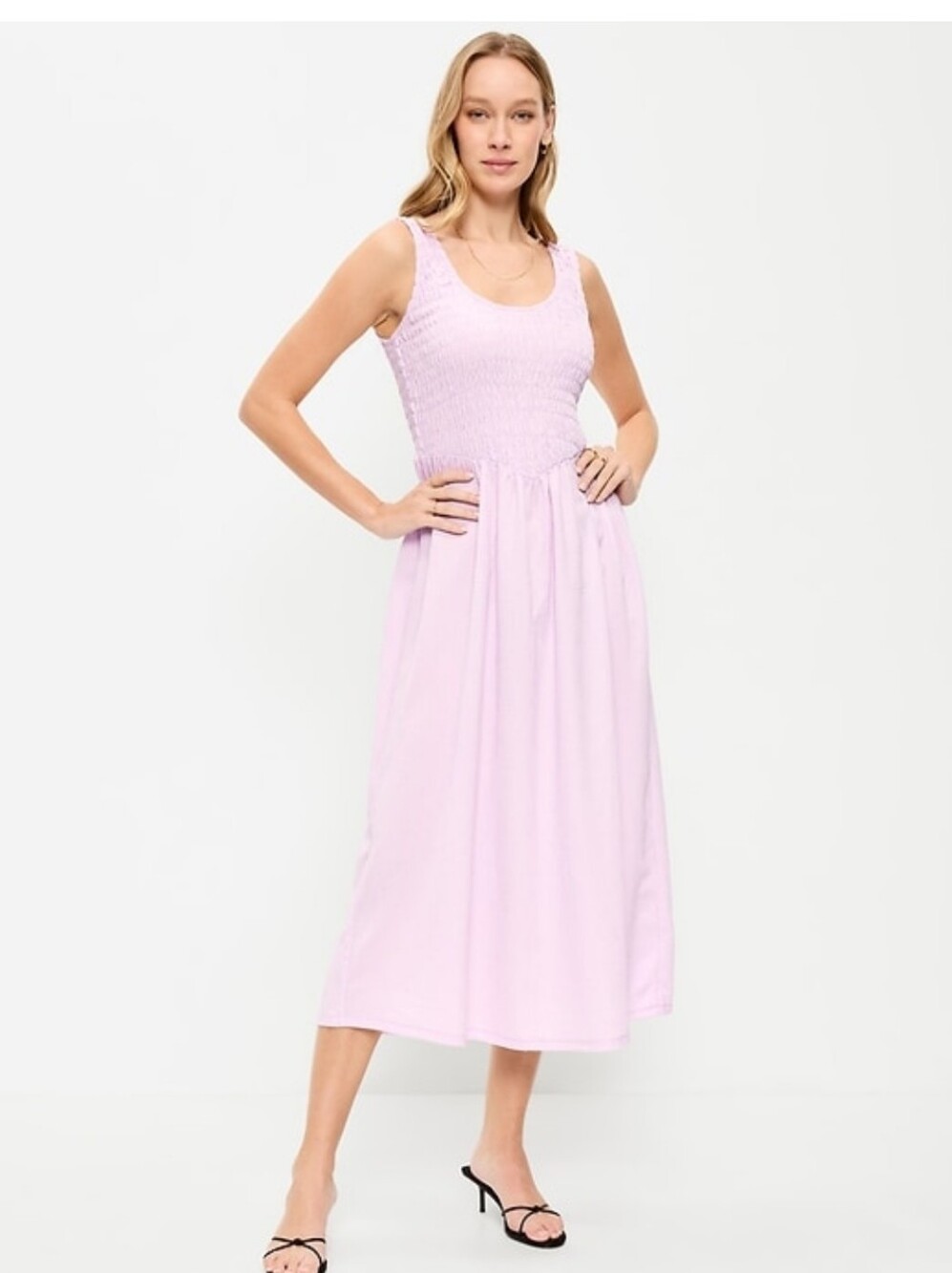 Old Navy Light Lilac Smocked Sleeveless Midi Dress